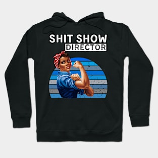 Black Womens Vintage S.H.I.T. Show Mom Director Boss Funny Hoodie